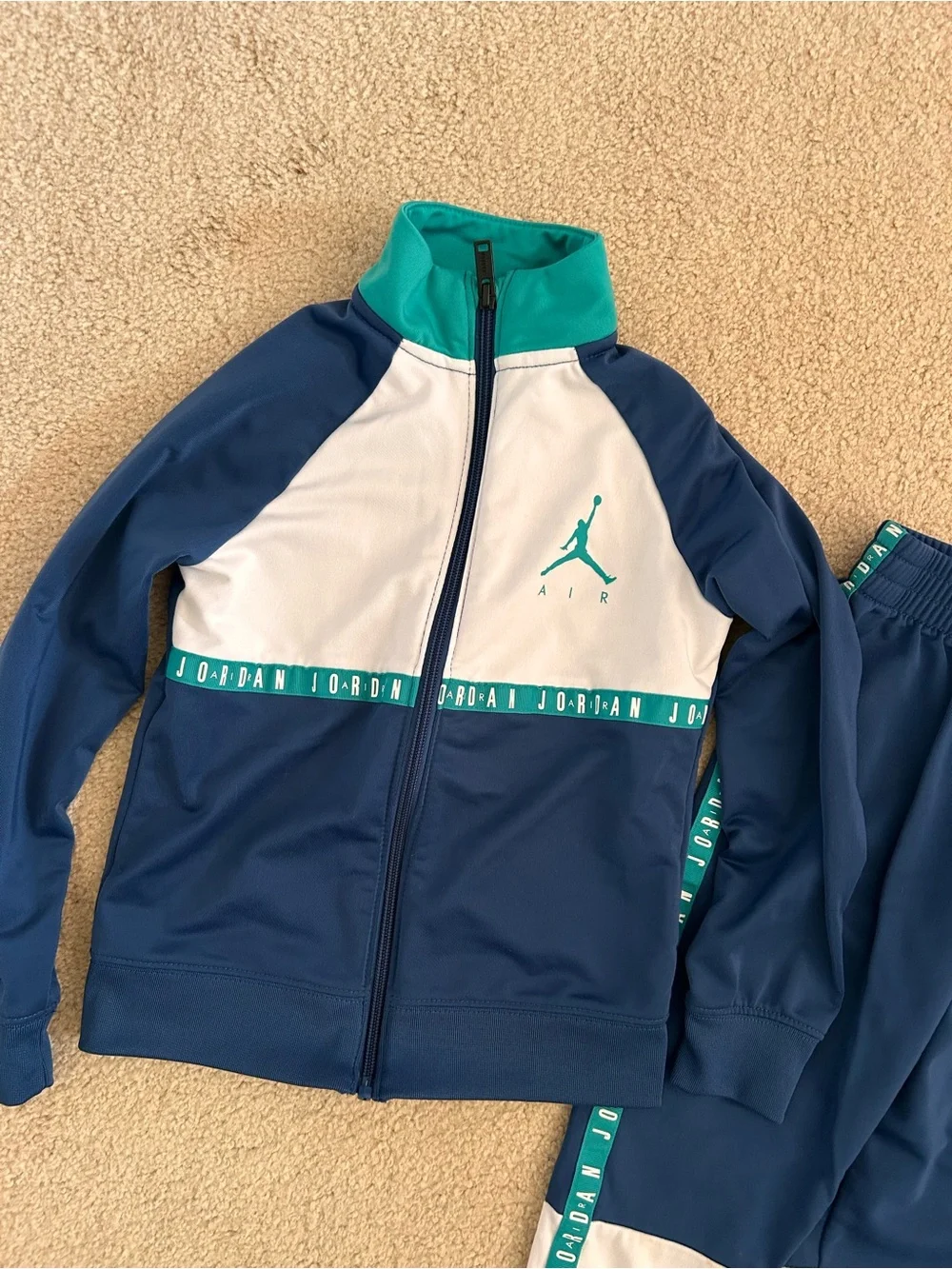 Jordan Navy, Teal & White Kids Track Sweatpants Set